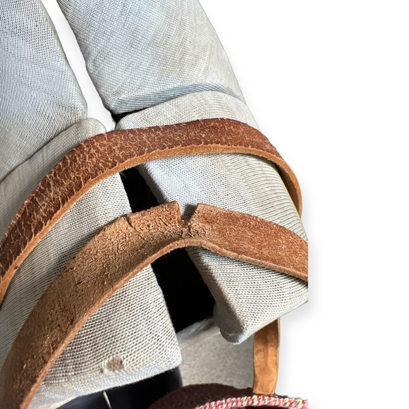 ✨✨FLASH SALE $35✨✨ Vintage Sisal Market Tote Shoulder Bag Leather Straps 90s - Picture 4 of 5